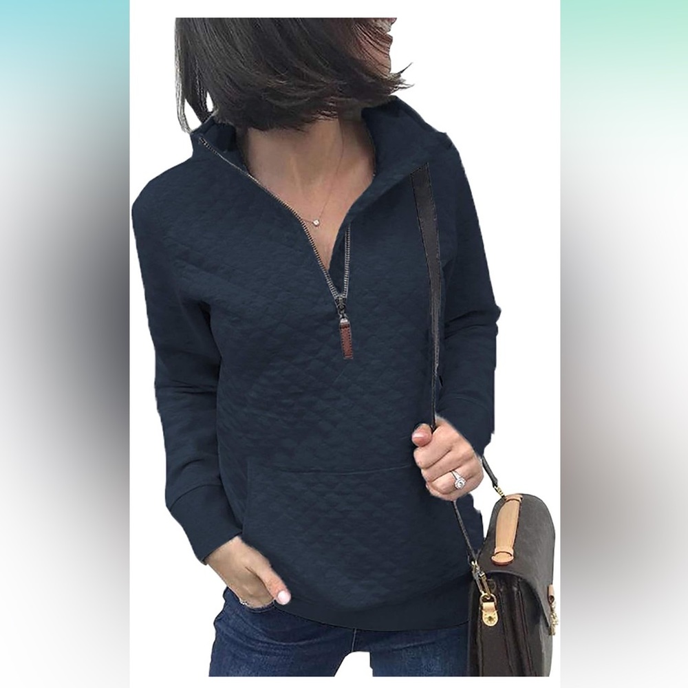 Navy Blue Quilted Pattern Top